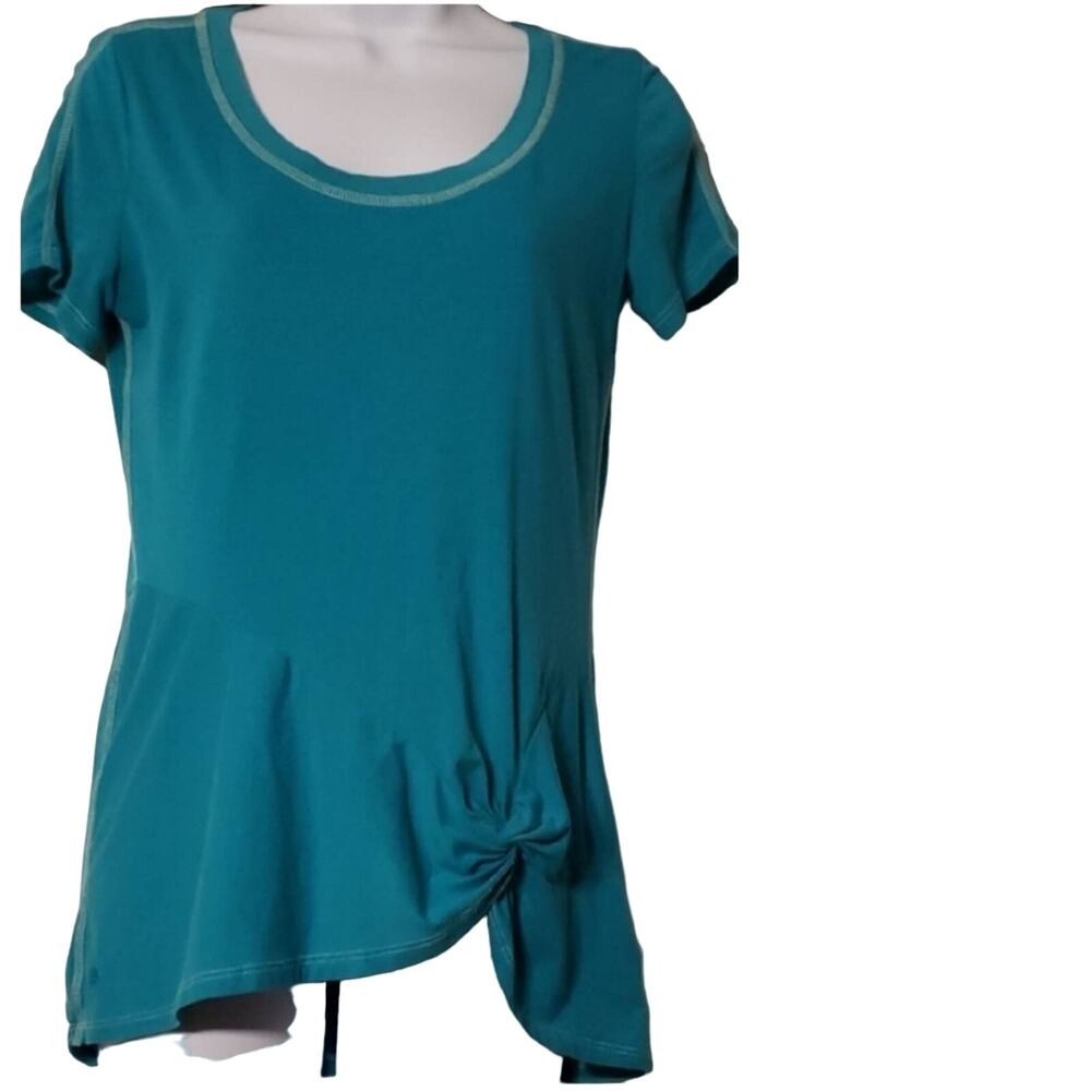 Athleta Knotty But Nice Teal Short Sleeve Yoga Top XS